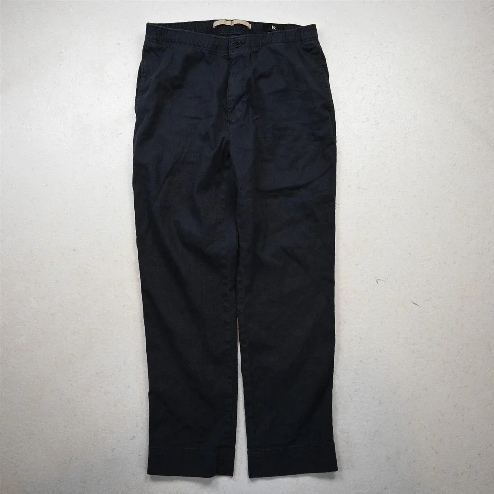 Banana Republic 32x30 Navy Blue Linen 418962 Traveler Tapered Drawstring Pants